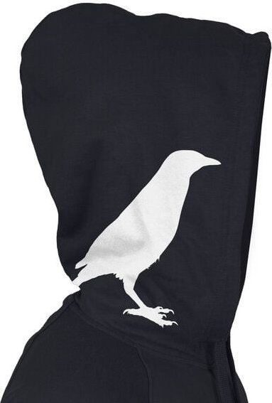 HANDGEDRUCKT "Rabenflüsterer" Männer Zip Hoody aus reiner Biobaumwolle (kbA)