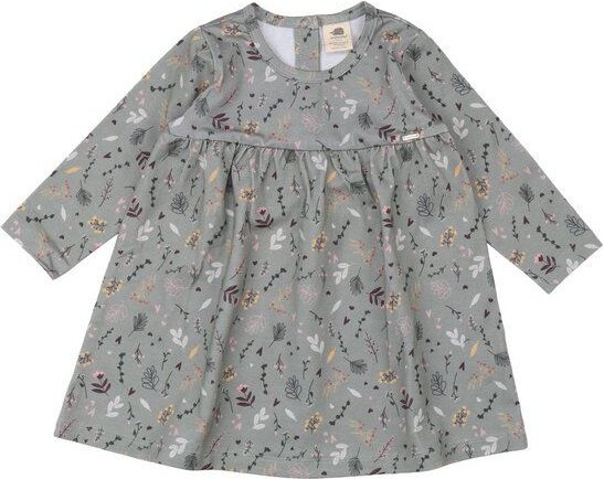 Kinderkleid GOTS zertifiziert – Grün mit kleinem Blumenmuster aus Bio-Baumwolle | Walkiddy