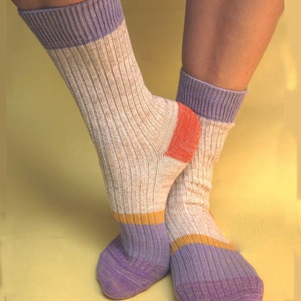 Fräulein Prusselise Wollfgang Socke beige bunt colourblock