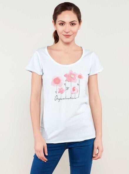 ORGANICATION Bedrucktes T-Shirt aus Bio-Baumwolle mit Blumen Motive