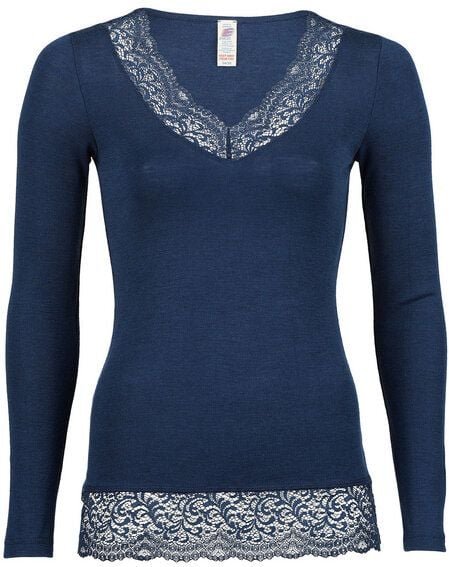 Engel Natur Damen Langarm-Shirt mit Spitze Bio-Wolle/Seide