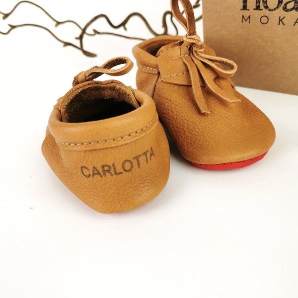 noa&lou Mokassins Krabbelschuhe / Lederpuschen mit dem Namen deines Kindes personalisiert