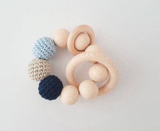 NoniKids Berlin Greifling Beißring Holz *Ringe* | Bio Baumwolle