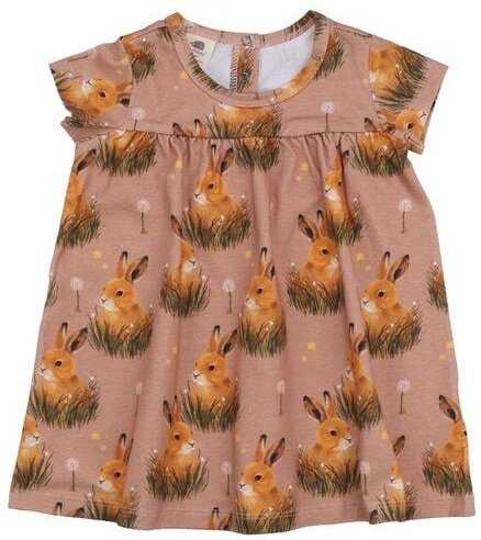 Bio-Baumwolle Pretty Bunnies Rosa Kurzarm Kleid - Nachhaltig & Stilvoll by Walkiddy – GOTS zertifiziert