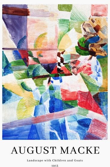 Photocircle Poster / Leinwandbild - August Macke: Landschaft mit Kindern und Ziegen - Ausstellungsposter