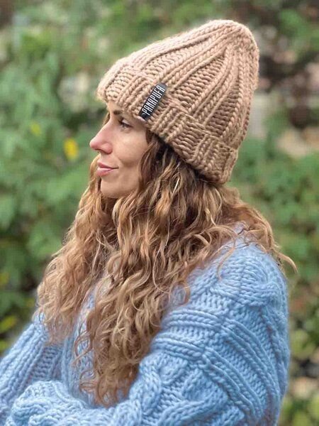 PANAPUFA Handgestrickte Chunky Beanie – 100 % Merinowolle