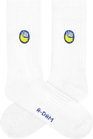 A-Dam Weiße Sport-Socken Crew Banana Sticker