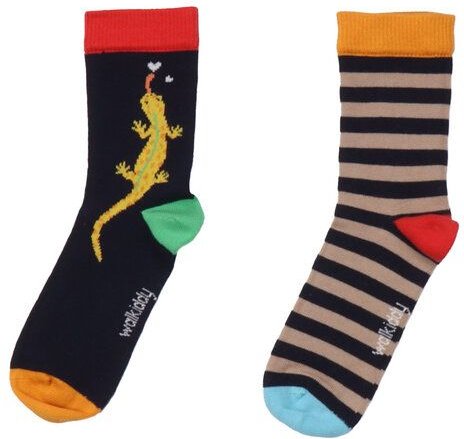 Thumbnail - Baby-Socken Bio-Baumwolle Dunkelblau, Walkiddy - Colorful Salamanders, nachhaltig, GOTS-zertifiziert, hypoallergen, umwe...