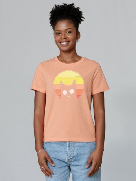 watapparel T-Shirt Frauen Sunset Cat