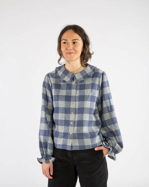 Matona Bluse mit Rüschenkragen aus Flannel / Flannel Blouse