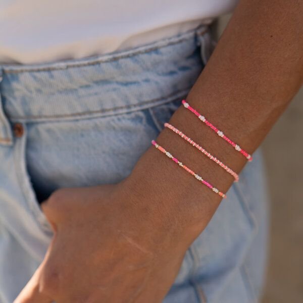 juni Armband-Set "Karibik" - drei Armbänder in pink und apricot