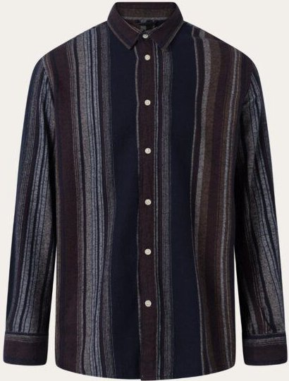 KnowledgeCotton Apparel - Hemd Loose Fit Double Layer Striped Shirt