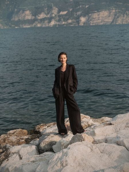 LANIUS Hose mit weitem Bein (GOTS) aus Bio-Leinen