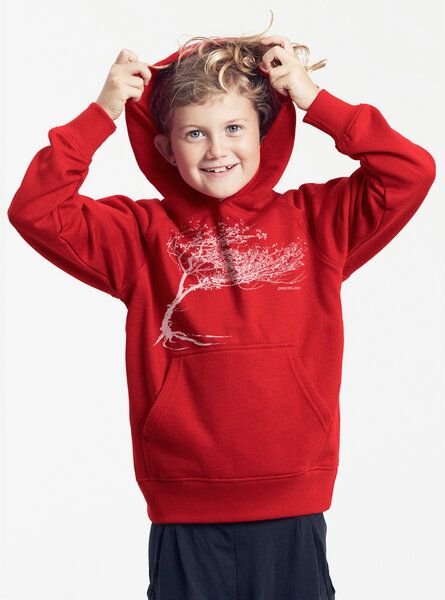 Peaces.bio - handbedruckte Biomode Bio-Kinder-Kapuzen-Sweatshirt "Windy Tree"