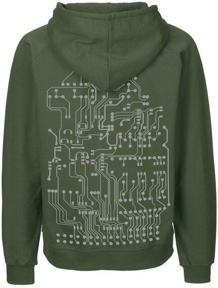 HANDGEDRUCKT "Vernetzt" Männer Zip Hoody aus reiner Biobaumwolle (kbA)