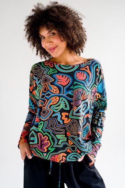 Sweatshirt Comfort – Bio-Baumwolle – mit KOKOworld-Print & Tasche – ideal für Alltag, Büro & Homewear – perfekt kombinie...