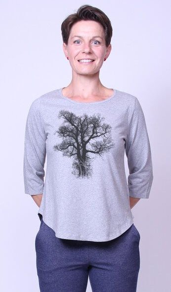 Peaces.bio - handbedruckte Biomode Bio-Damen-3/4 Arm Shirt Chestnut