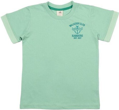 Kinder T-Shirt GOTS-zertifiziert aus Bio-Baumwolle, hellgrün „Meadow“, kurzarm mit kleinem Brustprint – Walkiddy, weich ...