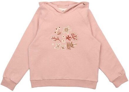 Kinder Hoodie GOTS zertifiziert – Bio-Baumwolle, Rosa mit Blumenmotiv, Kapuze, weich & bequem | Walkiddy