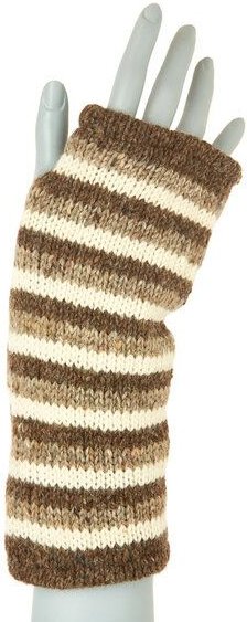 short'n'pietz Schurwollhandstulpen gestreift, handgestrickt