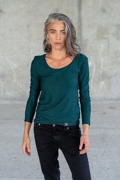Thumbnail - KOKOworld Papaya Damen Basic Longsleeve aus Viskose – weich & elastisch – Fair produziert in EU – für Yoga & Alltag