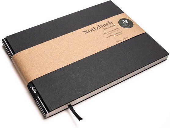 tyyp Nachhaltiges Skizzenbuch A5 (Schwarz), Querformat aus 100 % Recyclingpapier „BerlinBook“