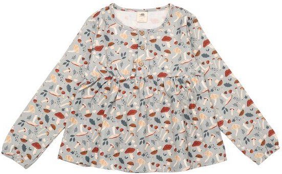 Thumbnail - Walkiddy Bio-Baumwolle Bluse - Various Mushrooms Design - Kinderfreundliche und nachhaltige Blaue Bluse – GOTS zertifizi...