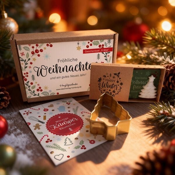 Ideenverlag Hamburg Mini Geschenk Set „Weihnachten“ im Geschenkkarton | Nachhaltiges Weihnachtsgeschenk mit Wunschboten,...