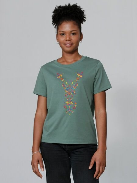 watapparel T-Shirt Frauen Floral Deer