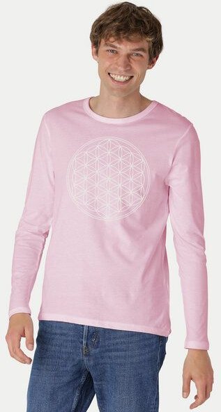 Peaces.bio - handbedruckte Biomode Bio-Herren-Langarmshirt "Die Blume des Lebens"