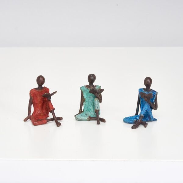 Moogoo Creative Africa Bronze-Skulptur "L' enfant au livre" by Soré | Kind mit Buch | 8 cm