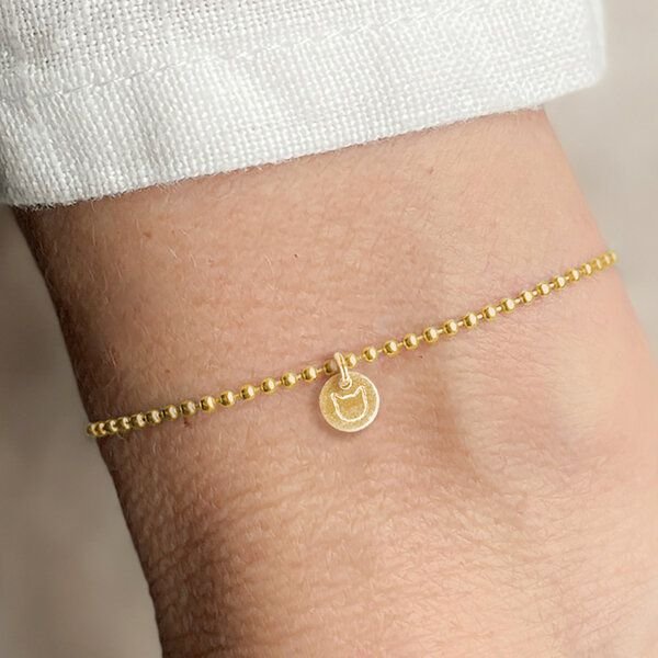 renna deluxe Armband mit Katze Anhänger | Kugel Armband Sterling Silber Gold