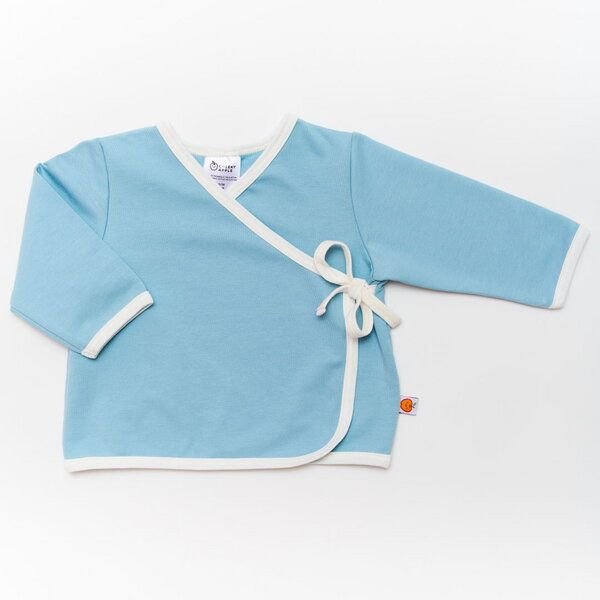 Cheeky Apple Wickeljäckchen aus Bio-Baumwolle "Baby Basic Uni" Hellblau/Hellrosa/Weiß