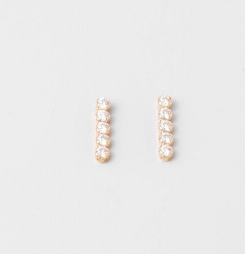 fejn jewelry Ohrstecker 'short sparkle & chain' - kurze Zirkonia Ohrringe