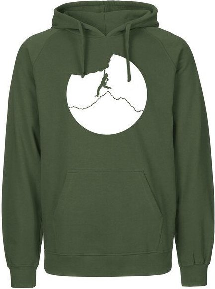 HANDGEDRUCKT "Klettern" Männer Hoody aus reiner Biobaumwolle (kbA)