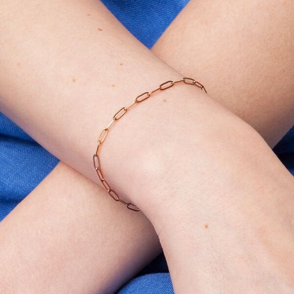 ALEXASCHA Feines Gliederarmband mit ovalen Gliedern | silber, gold, roségold | 18k Vergoldung