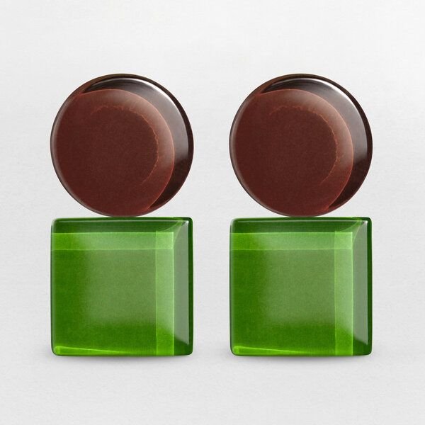 ALEXASCHA Geometrische Clip Ohrringe aus Glas | Bauhaus Design | 16 Farbkombinationen