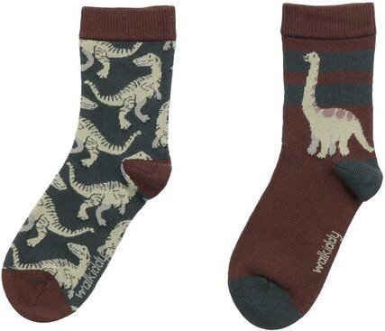 Thumbnail - Baby Socken Bio-Baumwolle mit Dinosaurier-Muster in Braun, weich, dehnbar, GOTS-zertifiziert, sanft zu empfindlicher Bab...