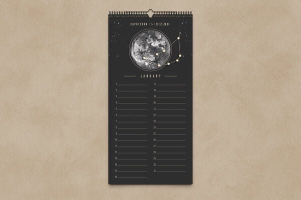 Ewiger Kalender Boho schwarz, beige // Geburtstagskalender Wandkalender 2026 | Mondkalender // ShellyCreates