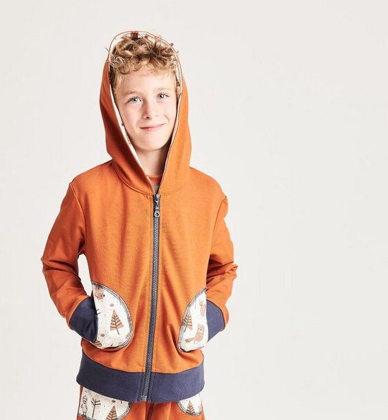 Cheeky Apple Kapuzenjacke aus Bio-Baumwolle "Summersweat Kupferbraun/Paper Gang"