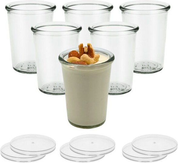 mikken 6er Set Dessertgläser 150 ml Joghurtgläser Bechergläser mit Frischhaltedeckel