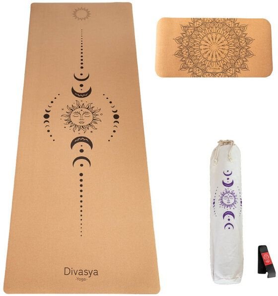 Divasya Yoga-Support-Set: Kork-Yogamatte & Yoga-Pad