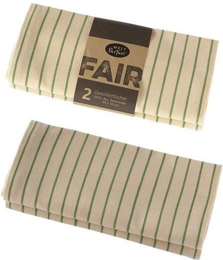 weltPartner Geschirrtücher mit schmalen Streifen aus Bio-Baumwolle, 2er-Set