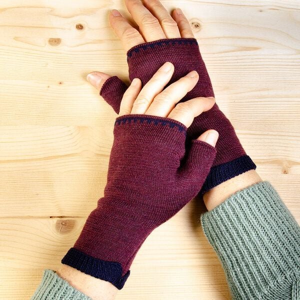 LANARTO slow fashion Pulswärmer mit kurzem Bündchen einfarbig gestrickt aus mulesingfreier Merinowolle