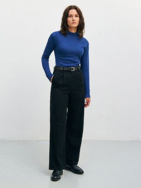 Rotholz Schweres Mockneck Longsleeve aus Bio Baumwolle