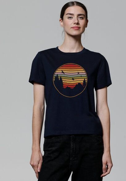 watapparel T-Shirt Frauen Sunset Berge & Tannen