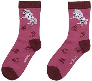 Socken „Pferdemotiv“ aus Bio-Baumwolle in Lila – GOTS-zertifiziert, Walkiddy