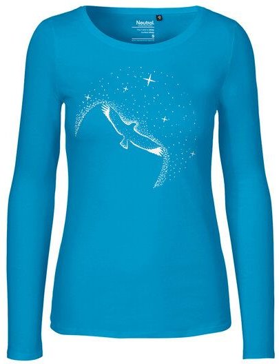 HANDGEDRUCKT "Sternstunde" Frauen Longsleeve aus reiner Biobaumwolle (kbA)