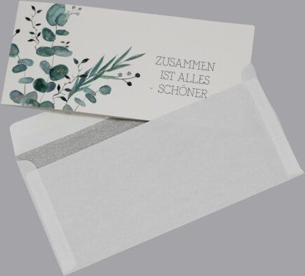 Fines Papeterie 3er Set Klappkarte mit Umschlag * Motiv Eukalyptus * Hochzeitskarte * Gutschein