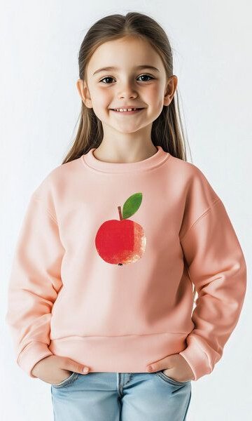 Meladi Kinder Sweater aus Biobaumwolle - Apfel auf Creme Latte